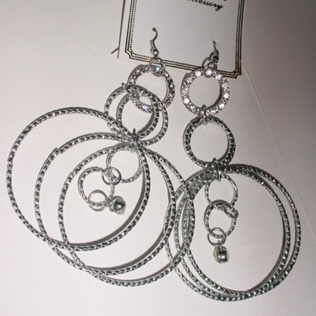 Chloe Accessory Nwt Silver Bling Dangle Earrings